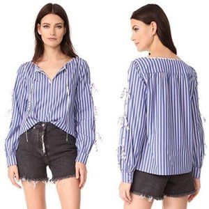 Parker NY Lavinia Combo Blouse Tie Sleeve Contrast